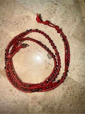 Red & gold Beaded Wrap Bracelet